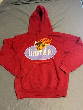 Men's Red Graphic Pullover Hoodie with Front Logo